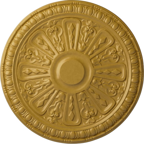 Ekena Millwork Raymond Ceiling Medallion (Fits Canopies up to 5 3/8"), Hnd-Painted Iridescent Gold, 18"OD x 1 1/4"P CM18RA2IGS - main